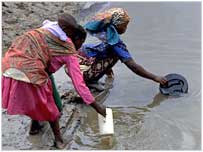 Description: Women collecting dirty water